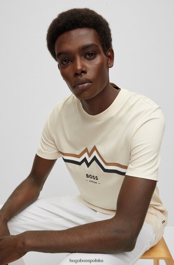 Hugo Boss Hugo biały, bawełniany t-shirt o dopasowanym kroju z grafiką logo biały R0X0H61794