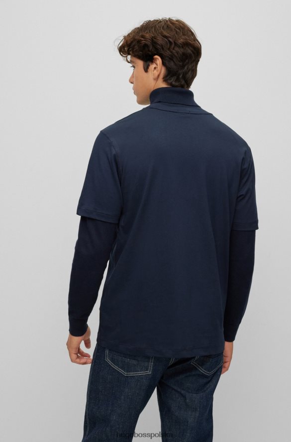 Hugo Boss Hugo – ciemnoniebieska koszulka z bawełnianego dżerseju o swobodnym kroju z grafiką z logo ciemny niebieski R0X0H61744