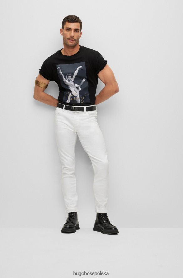 Hugo Boss Hugo interlock – bawełniana koszulka z ekskluzywną grafiką w kolorze czarnym czarny R0X0H61496