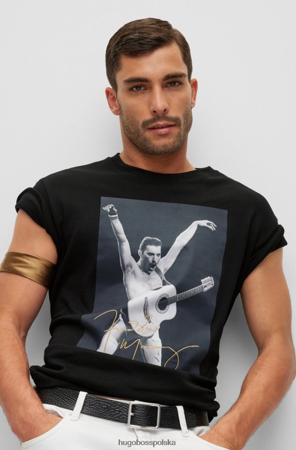 Hugo Boss Hugo interlock – bawełniana koszulka z ekskluzywną grafiką w kolorze czarnym czarny R0X0H61496