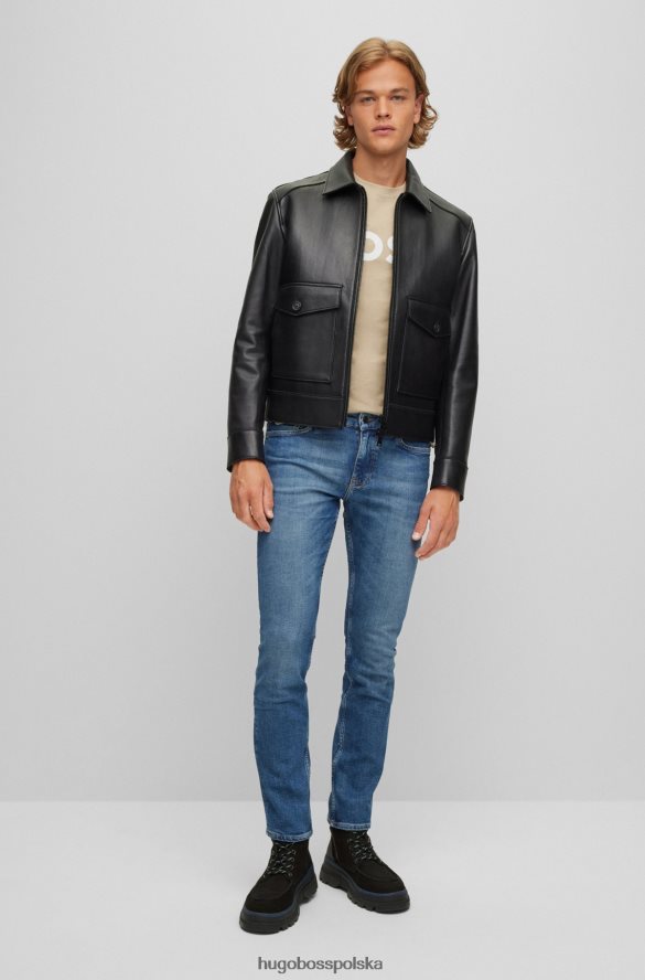 Hugo Boss Hugo jasnobeżowa koszulka z bawełnianego jerseyu z gumowanym nadrukiem jasny beż R0X0H61109