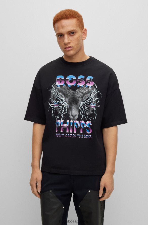 Hugo Boss Hugo x phipps T-shirt o swobodnym kroju z bawełny organicznej czarny R0X0H62538