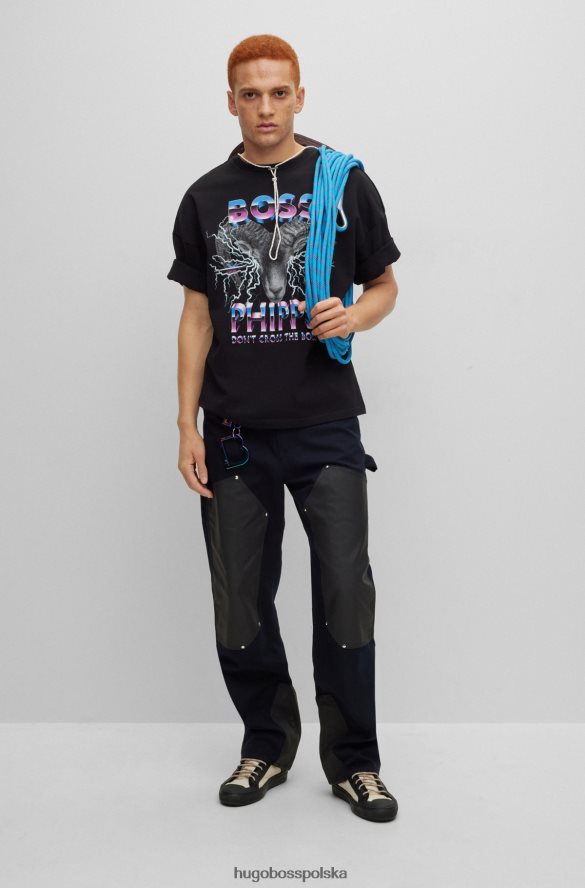 Hugo Boss Hugo x phipps T-shirt o swobodnym kroju z bawełny organicznej czarny R0X0H62538