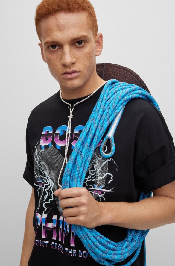 Hugo Boss Hugo x phipps T-shirt o swobodnym kroju z bawełny organicznej czarny R0X0H62538