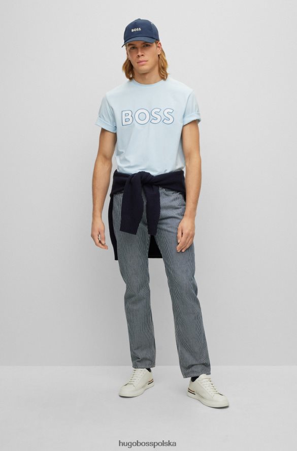 Hugo Boss Jasnoniebieska koszulka hugo z elastycznej bawełny z kontrastowym logo jasny niebieski R0X0H64000
