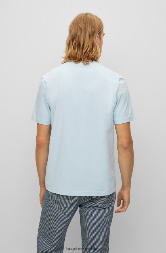 Hugo Boss Jasnoniebieska koszulka hugo z elastycznej bawełny z kontrastowym logo jasny niebieski R0X0H64000