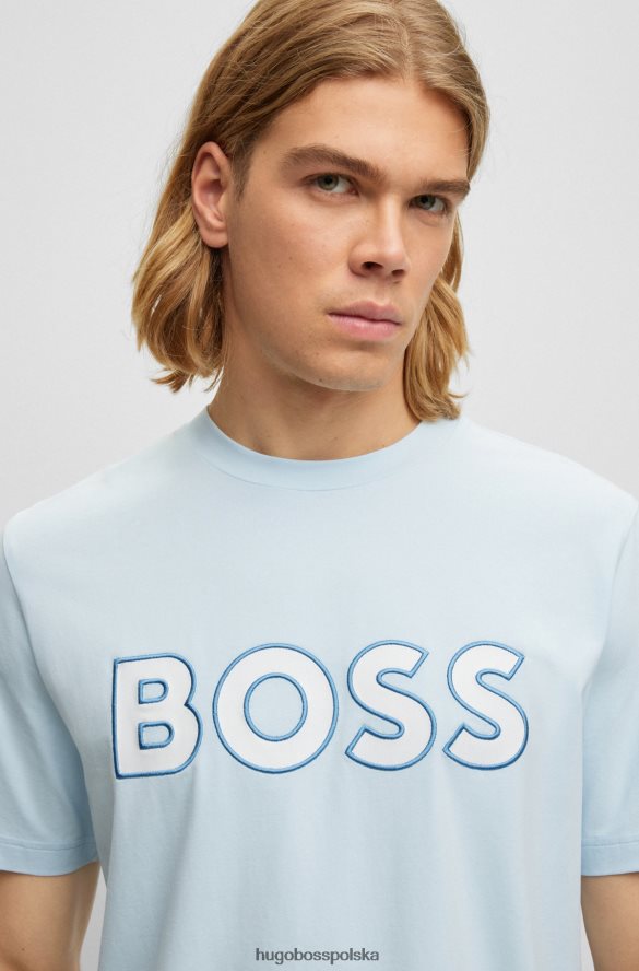 Hugo Boss Jasnoniebieska koszulka hugo z elastycznej bawełny z kontrastowym logo jasny niebieski R0X0H64000