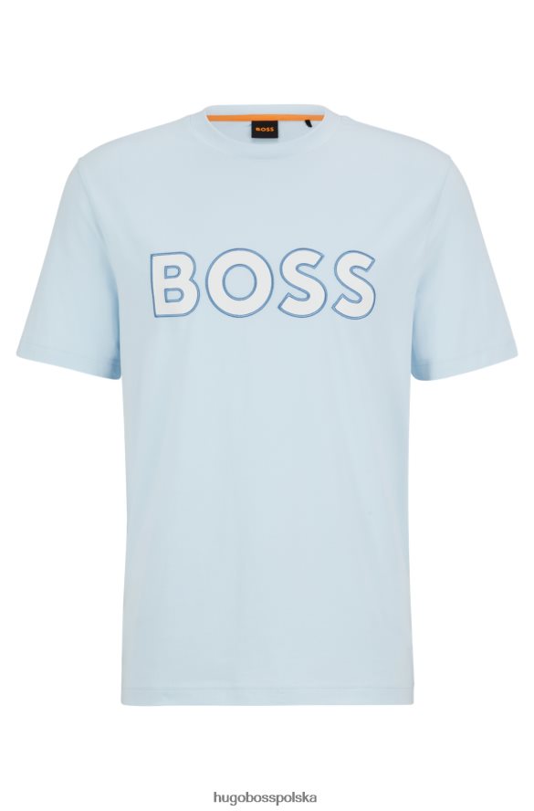 Hugo Boss Jasnoniebieska koszulka hugo z elastycznej bawełny z kontrastowym logo jasny niebieski R0X0H64000