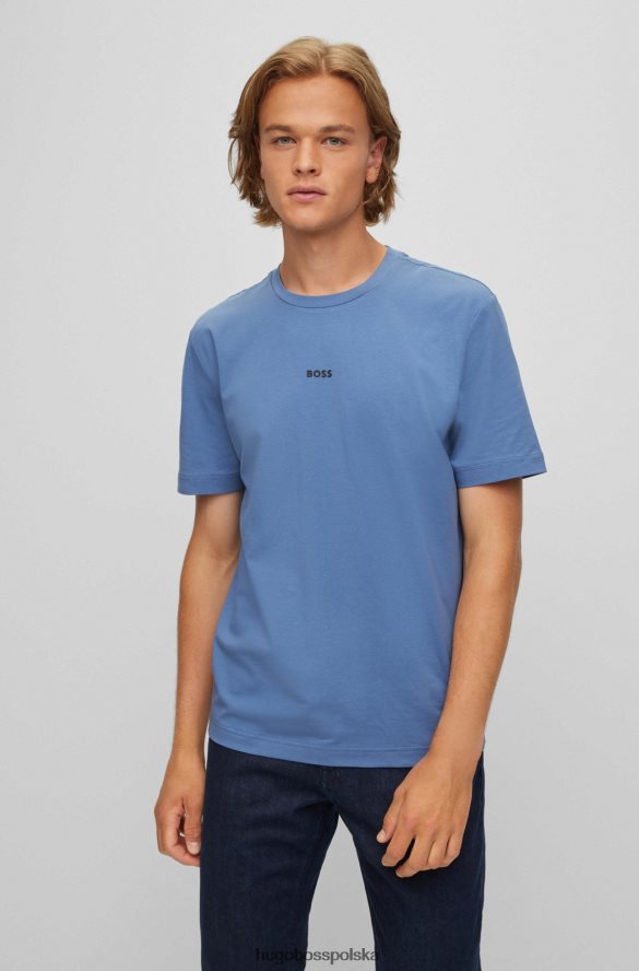 Hugo Boss Jasnoniebieska koszulka o swobodnym kroju hugo z elastycznej bawełny z nadrukiem logo jasny niebieski R0X0H61169