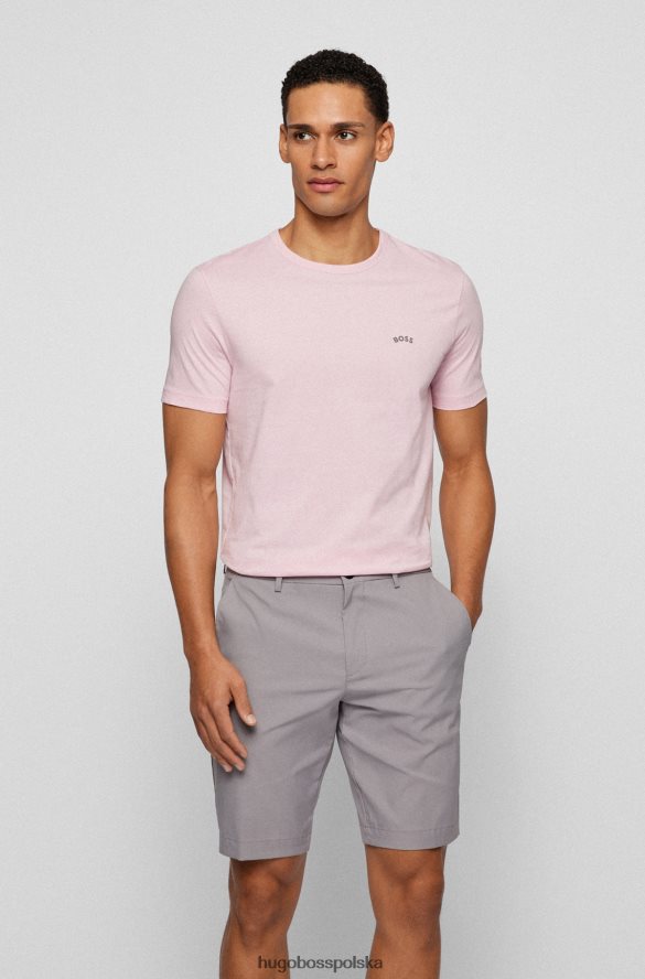 Hugo Boss Jasnoróżowa koszulka Hugo o regularnym kroju z logo, wykonana z bawełny organicznej jasnoróżowy R0X0H61139
