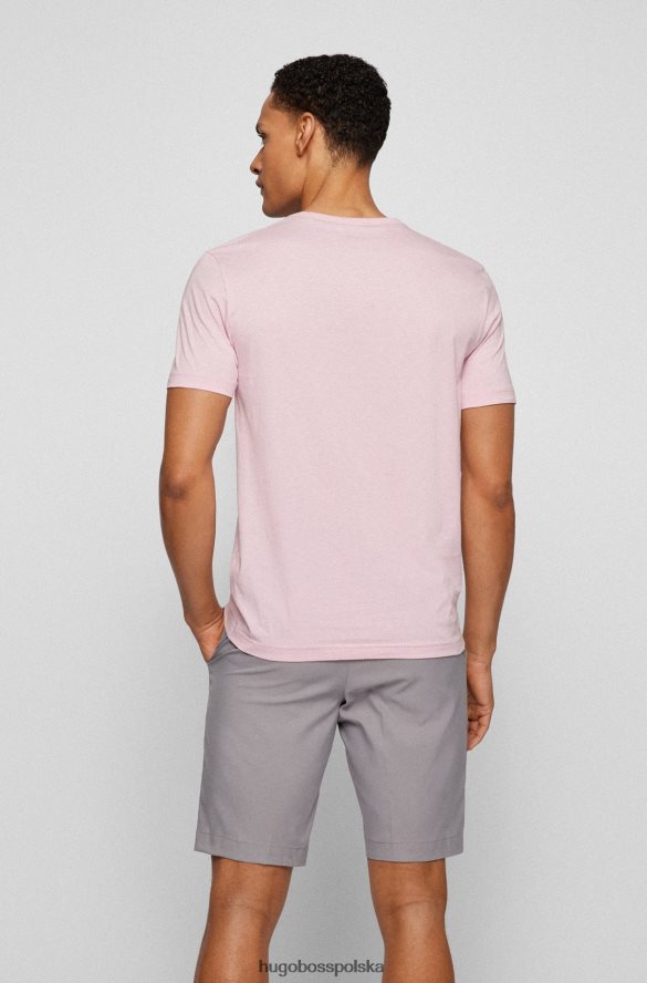 Hugo Boss Jasnoróżowa koszulka Hugo o regularnym kroju z logo, wykonana z bawełny organicznej jasnoróżowy R0X0H61139