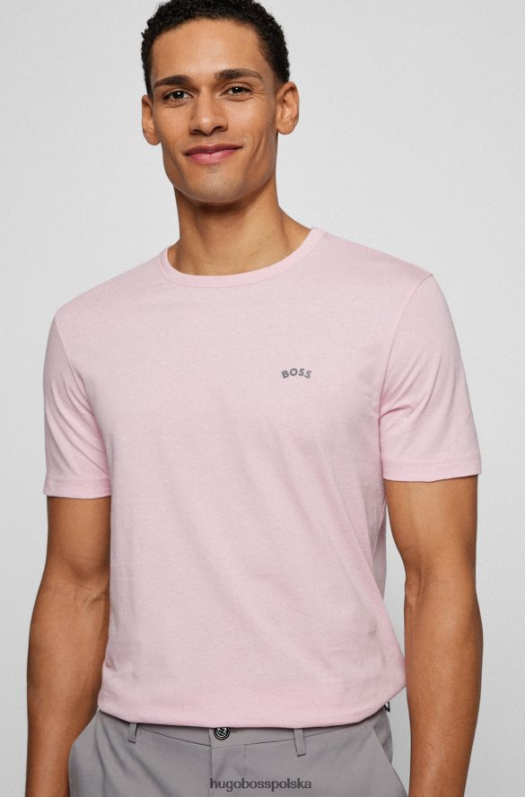 Hugo Boss Jasnoróżowa koszulka Hugo o regularnym kroju z logo, wykonana z bawełny organicznej jasnoróżowy R0X0H61139