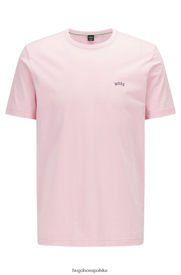 Hugo Boss Jasnoróżowa koszulka Hugo o regularnym kroju z logo, wykonana z bawełny organicznej jasnoróżowy R0X0H61139