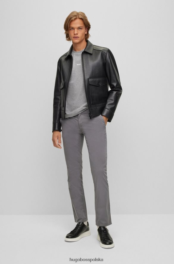 Hugo Boss Jasnoszara koszulka Hugo o swobodnym kroju z elastycznej bawełny z nadrukiem logo jasnoszary R0X0H61175