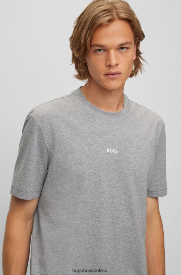 Hugo Boss Jasnoszara koszulka Hugo o swobodnym kroju z elastycznej bawełny z nadrukiem logo jasnoszary R0X0H61175