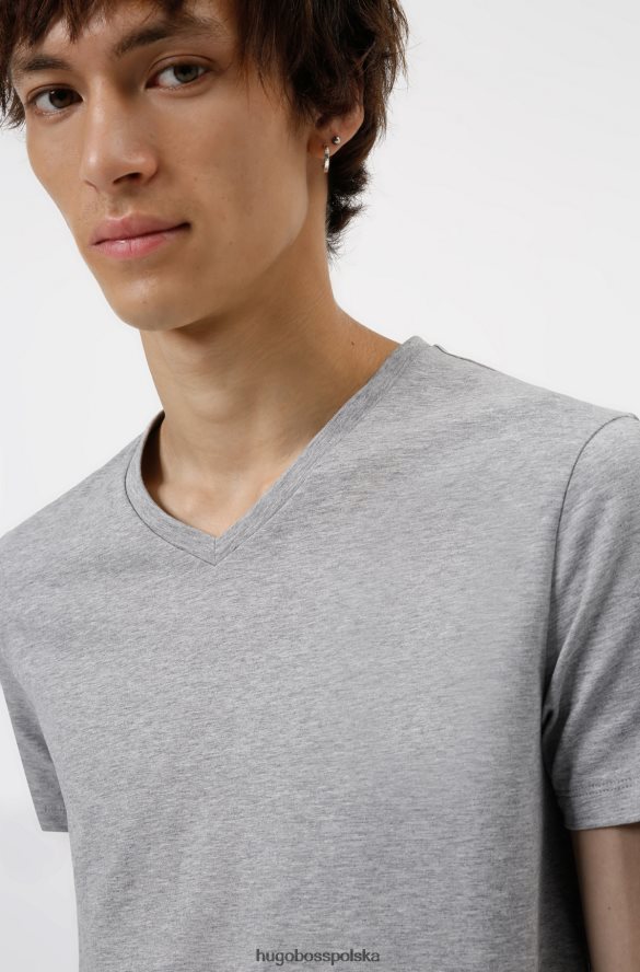 Hugo Boss Jasnoszary zestaw dwupaków Hugo z dekoltem w kształcie litery V, wykonany z elastycznego dżerseju bawełnianego jasnoszary R0X0H61978