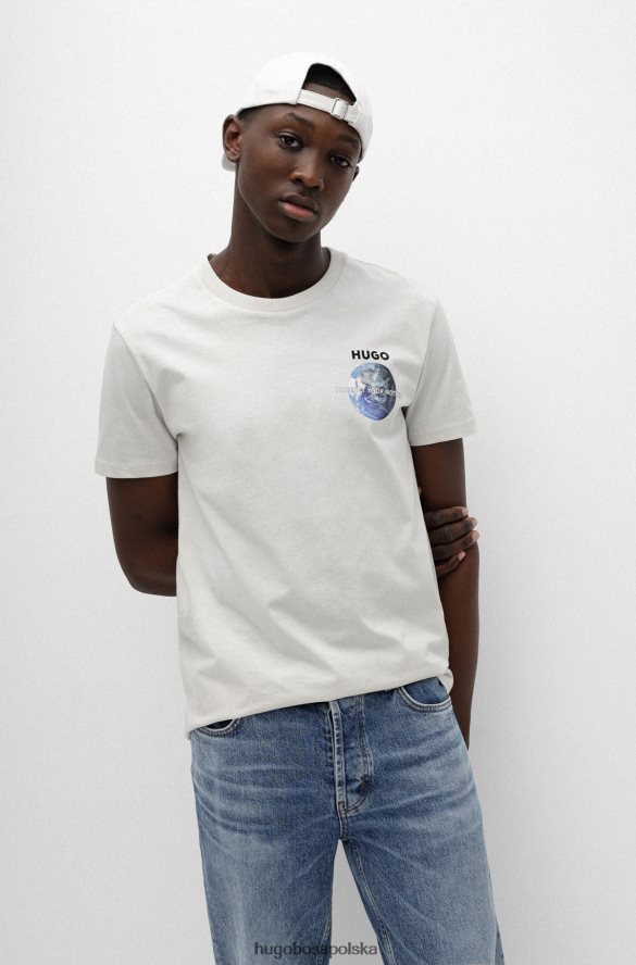 Hugo Boss Koszulka Hugo o regularnym kroju ze specjalną grafiką w kolorze jasnobeżowym jasny beż R0X0H63761