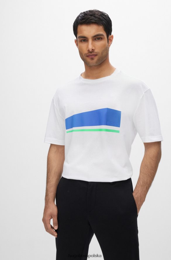 Hugo Boss Koszulka Hugo o swobodnym kroju z bawełny organicznej z grafiką z logo w kolorze białym biały R0X0H62624