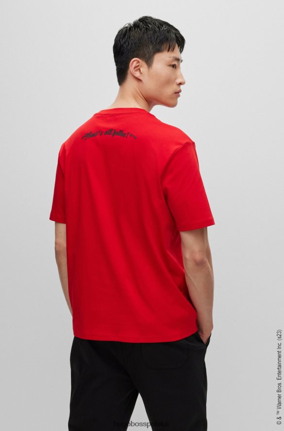 Hugo Boss Koszulka Looney Tunes x Hugo z merceryzowanej bawełny czerwony R0X0H62322