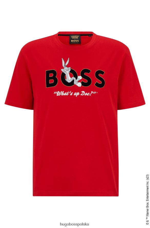 Hugo Boss Koszulka Looney Tunes x Hugo z merceryzowanej bawełny czerwony R0X0H62322