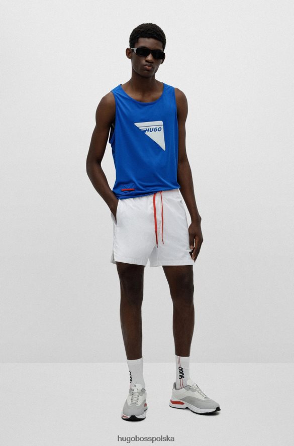Hugo Boss Koszulka bez rękawów hugo z elastycznej siateczki i ozdobnym, odblaskowym logo w kolorze niebieskim niebieski R0X0H64270