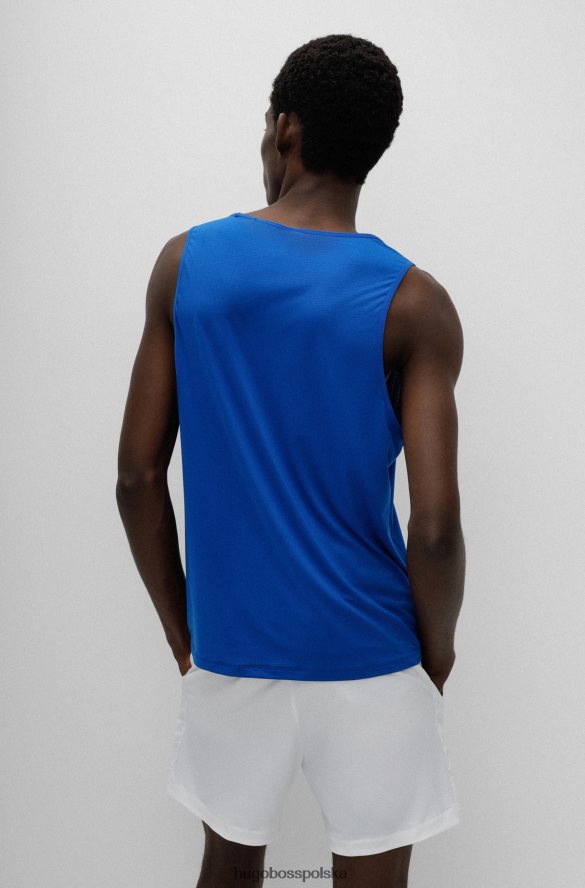 Hugo Boss Koszulka bez rękawów hugo z elastycznej siateczki i ozdobnym, odblaskowym logo w kolorze niebieskim niebieski R0X0H64270