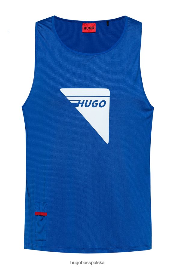 Hugo Boss Koszulka bez rękawów hugo z elastycznej siateczki i ozdobnym, odblaskowym logo w kolorze niebieskim niebieski R0X0H64270