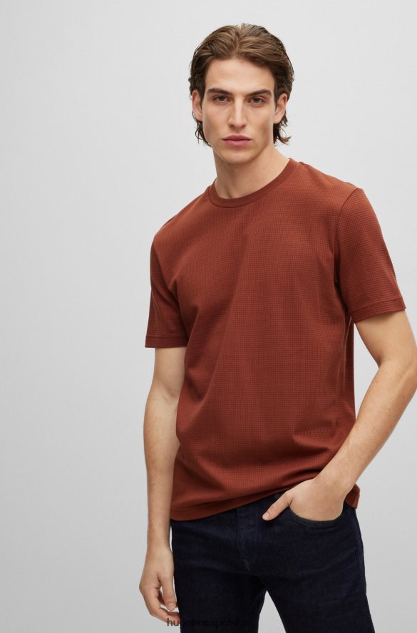Hugo Boss Koszulka hugo o regularnym kroju z merceryzowanej bawełny o strukturze wafla w kolorze brązowym brązowy R0X0H64230