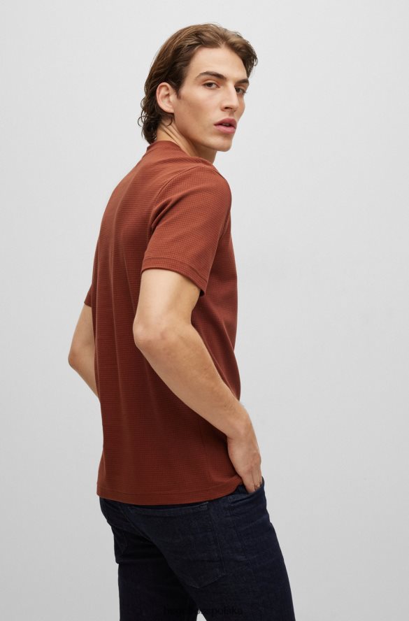 Hugo Boss Koszulka hugo o regularnym kroju z merceryzowanej bawełny o strukturze wafla w kolorze brązowym brązowy R0X0H64230