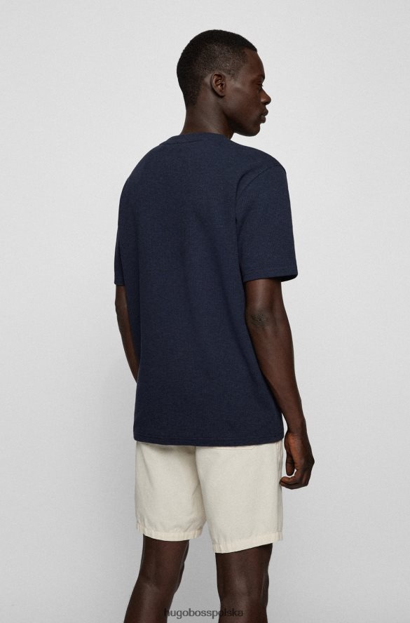 Hugo Boss Koszulka hugo o swobodnym kroju o strukturze wafla w kolorze ciemnoniebieskim ciemny niebieski R0X0H62660