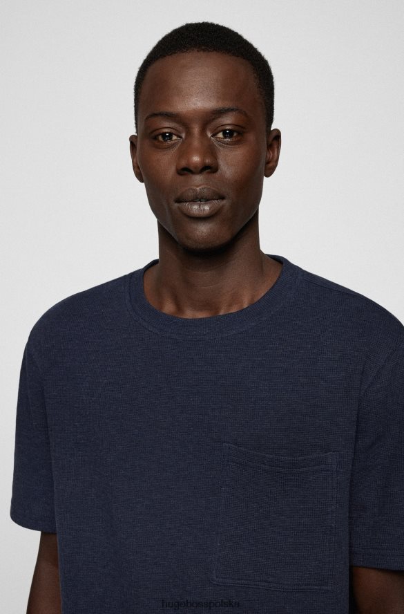 Hugo Boss Koszulka hugo o swobodnym kroju o strukturze wafla w kolorze ciemnoniebieskim ciemny niebieski R0X0H62660