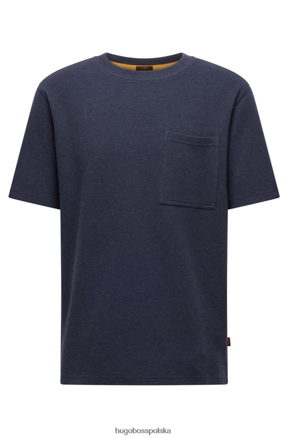 Hugo Boss Koszulka hugo o swobodnym kroju o strukturze wafla w kolorze ciemnoniebieskim ciemny niebieski R0X0H62660