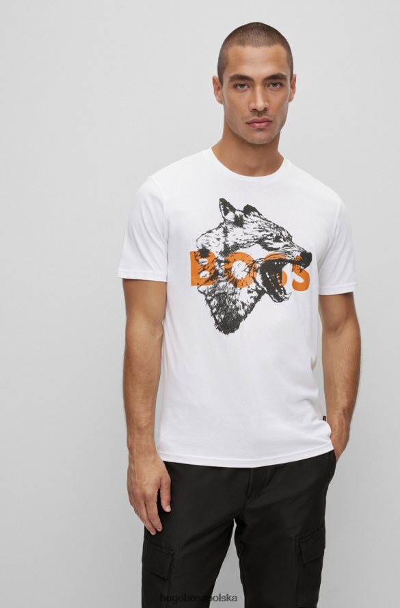 Hugo Boss Koszulka hugo z bawełnianego jerseyu z grafiką logo w kolorze białym biały R0X0H62736