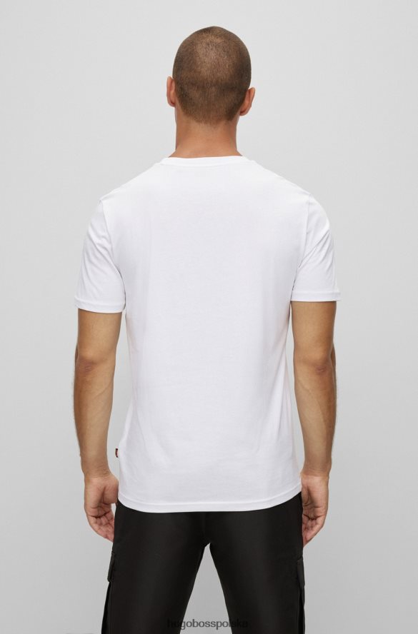 Hugo Boss Koszulka hugo z bawełnianego jerseyu z grafiką logo w kolorze białym biały R0X0H62736