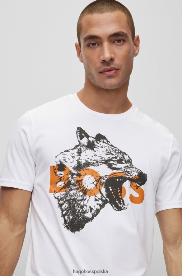 Hugo Boss Koszulka hugo z bawełnianego jerseyu z grafiką logo w kolorze białym biały R0X0H62736