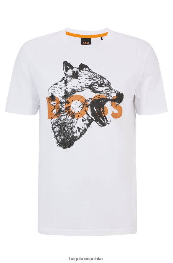 Hugo Boss Koszulka hugo z bawełnianego jerseyu z grafiką logo w kolorze białym biały R0X0H62736