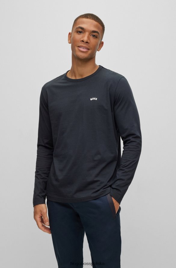 Hugo Boss Koszulka hugo z bawełny organicznej z zakrzywionym logo w kolorze ciemnoniebieskim ciemny niebieski R0X0H62642