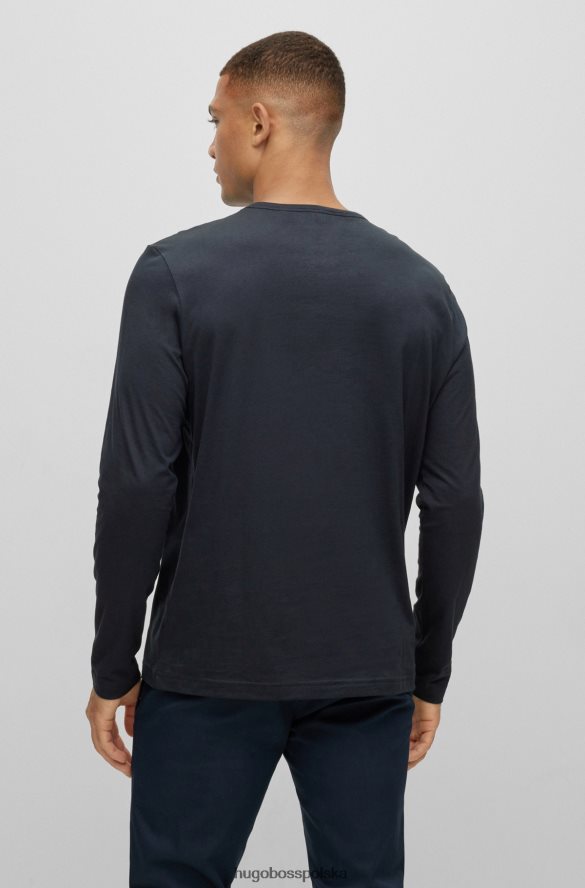 Hugo Boss Koszulka hugo z bawełny organicznej z zakrzywionym logo w kolorze ciemnoniebieskim ciemny niebieski R0X0H62642