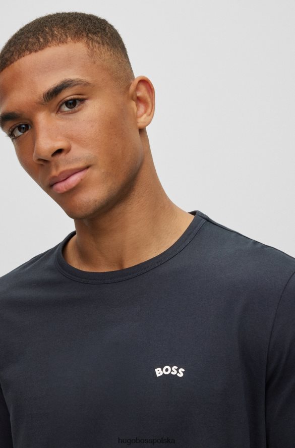 Hugo Boss Koszulka hugo z bawełny organicznej z zakrzywionym logo w kolorze ciemnoniebieskim ciemny niebieski R0X0H62642