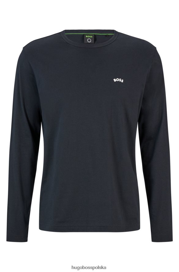 Hugo Boss Koszulka hugo z bawełny organicznej z zakrzywionym logo w kolorze ciemnoniebieskim ciemny niebieski R0X0H62642