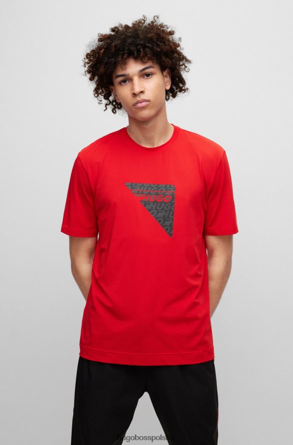 Hugo Boss Koszulka z logo kapsuły, wykonana z elastycznej siateczki, Hugo w kolorze czerwonym czerwony R0X0H63516
