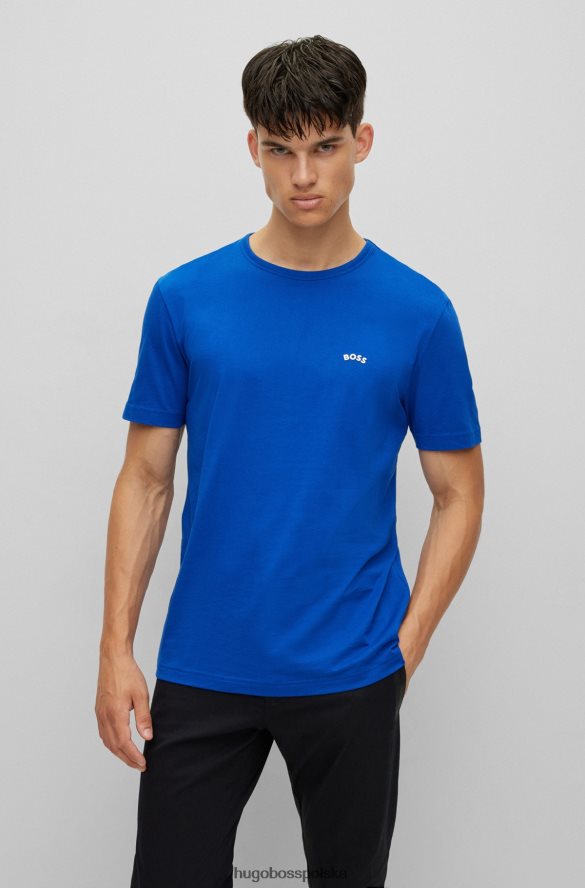 Hugo Boss Niebieska koszulka Hugo o regularnym kroju z logo, wykonana z bawełny organicznej niebieski R0X0H61145