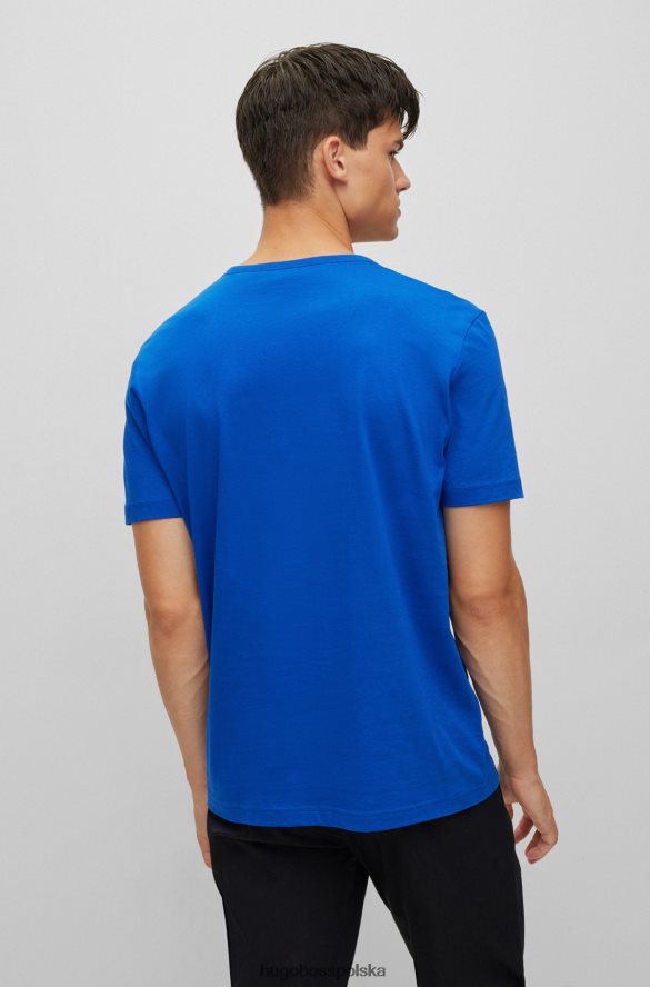 Hugo Boss Niebieska koszulka Hugo o regularnym kroju z logo, wykonana z bawełny organicznej niebieski R0X0H61145