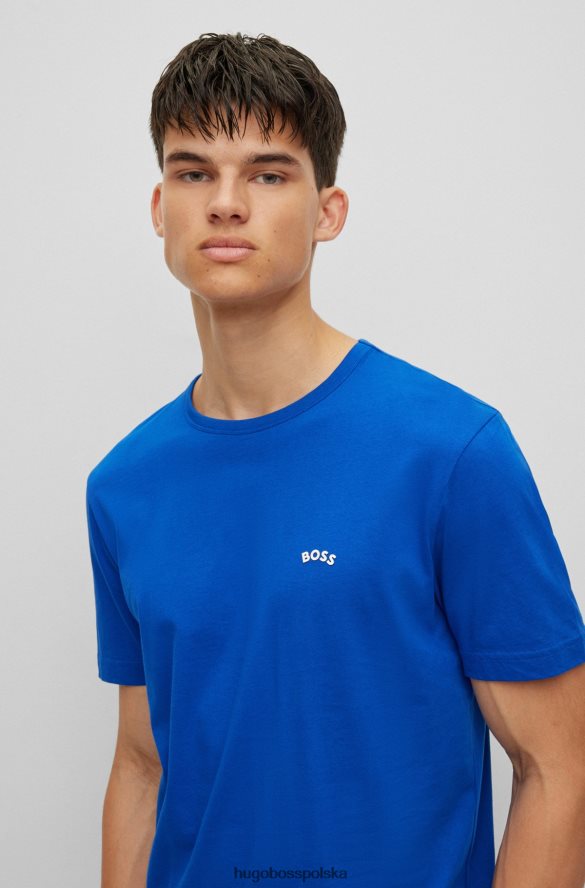 Hugo Boss Niebieska koszulka Hugo o regularnym kroju z logo, wykonana z bawełny organicznej niebieski R0X0H61145