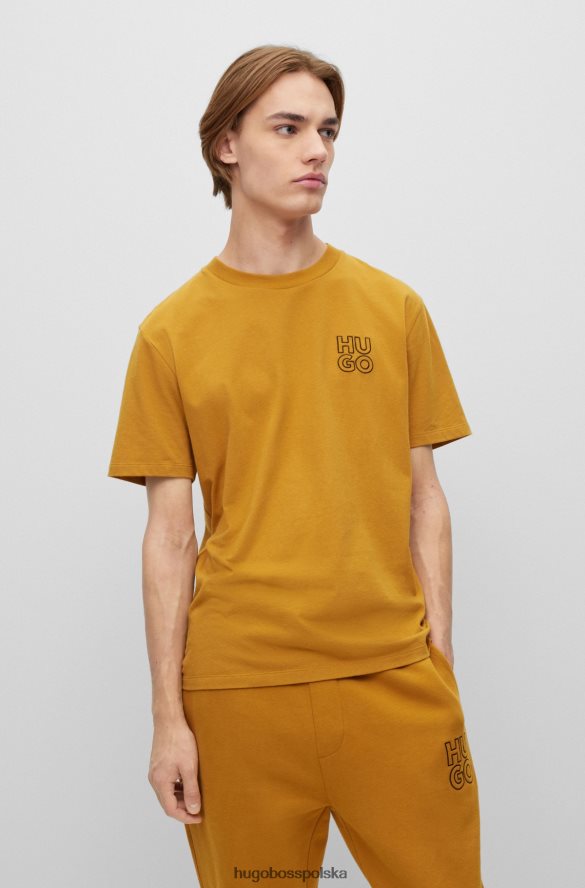 Hugo Boss Pomarańczowy t-shirt hugo z bawełny organicznej z okrągłym dekoltem i logo Pomarańczowy R0X0H64275