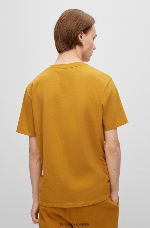 Hugo Boss Pomarańczowy t-shirt hugo z bawełny organicznej z okrągłym dekoltem i logo Pomarańczowy R0X0H64275