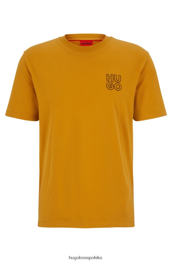 Hugo Boss Pomarańczowy t-shirt hugo z bawełny organicznej z okrągłym dekoltem i logo Pomarańczowy R0X0H64275