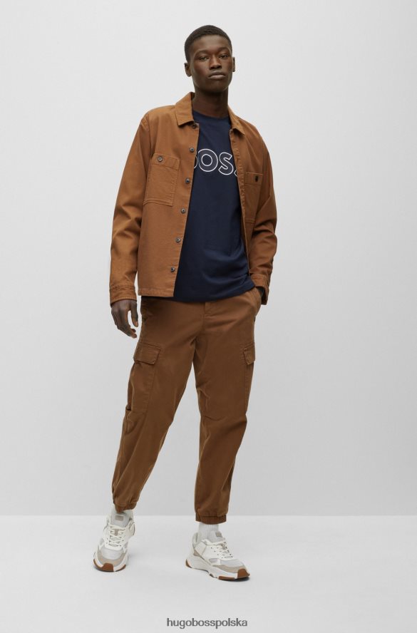 Hugo Boss T-shirt Hugo z elastycznej bawełny z kontrastowym logo w kolorze ciemnoniebieskim ciemny niebieski R0X0H64001