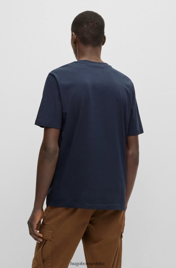 Hugo Boss T-shirt Hugo z elastycznej bawełny z kontrastowym logo w kolorze ciemnoniebieskim ciemny niebieski R0X0H64001