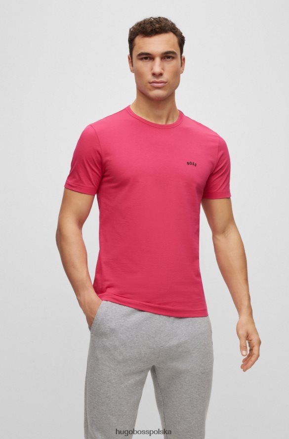 Hugo Boss T-shirt hugo o regularnym kroju z logo, w kolorze różowym z bawełny organicznej różowy R0X0H61140